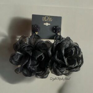 Noir Jewelry Black Floral Earrings